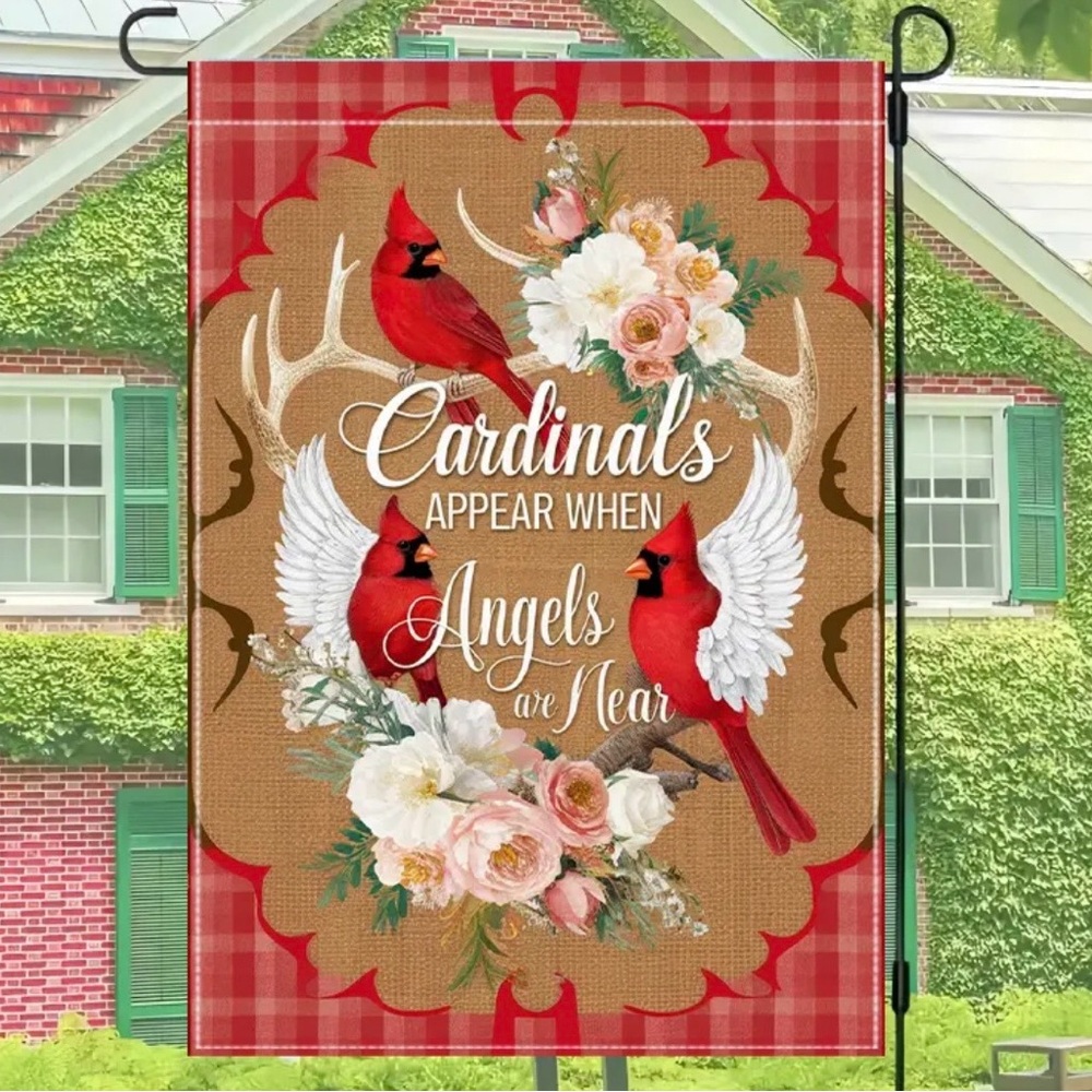 Garden Flag adorned with Red Cardinal’s, NEW